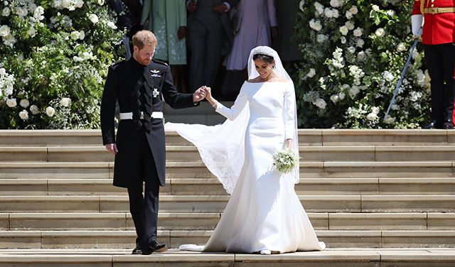 royal wedding 2018 meghan markle givenchy wedding dress chapel train cathedral veil queen mary tiara b13