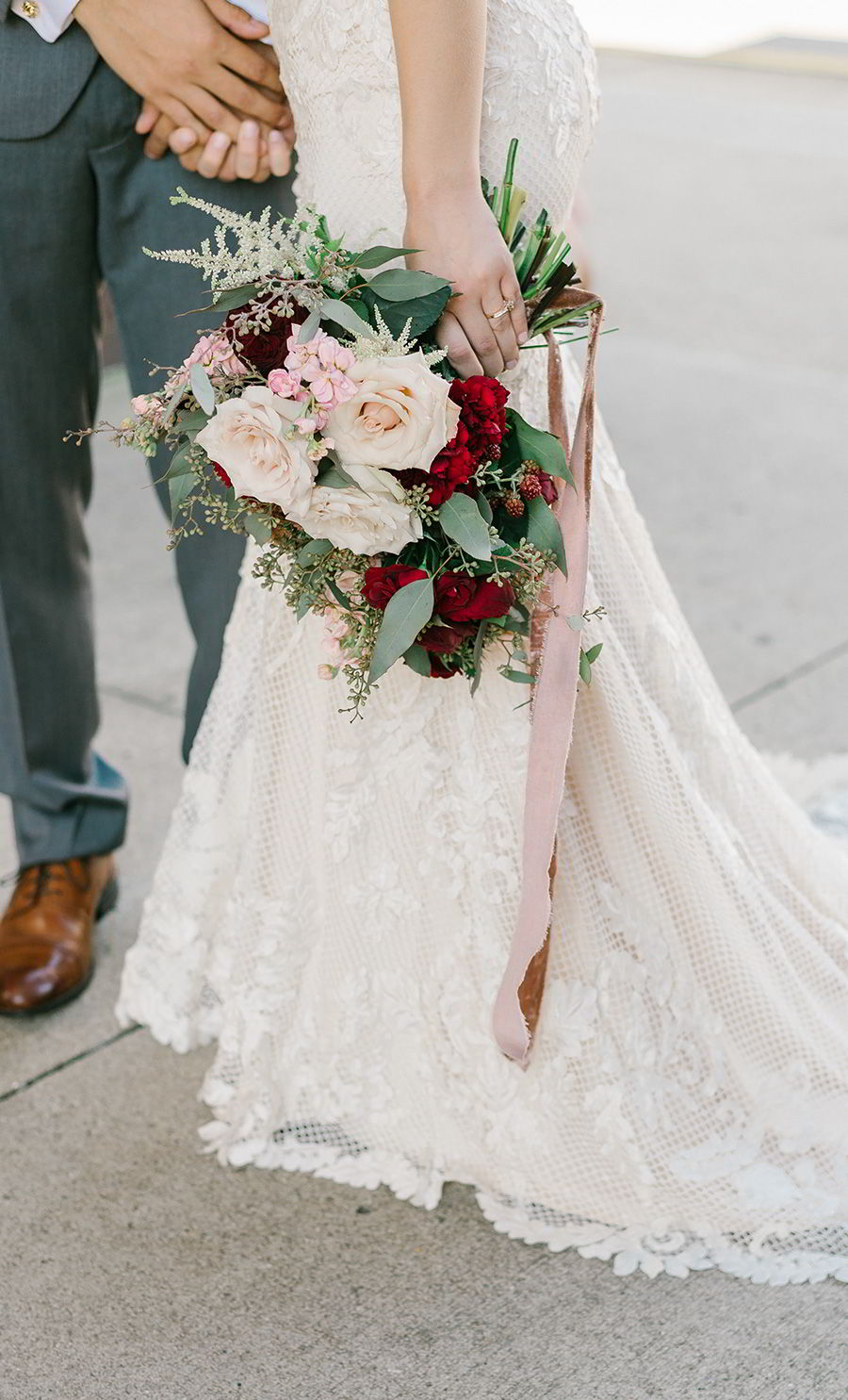 sottero midgley 2018 gold wedding dress (suzanne) burgundy bridesmaids cap sleeve crew neck sheath wedding gown rebeccashehorn photo bride caroline bouquet details