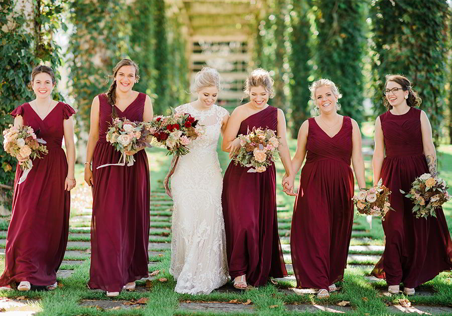 sottero midgley 2018 gold wedding dress (suzanne) burgundy bridesmaids cap sleeve crew neck sheath wedding gown rebeccashehorn photo bride caroline theme