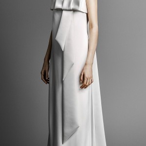 viktor and rolf spring 2019 bridal cap sleeves jewel neck heavily embellished bodice elegant column wedding dress short train (10) mv