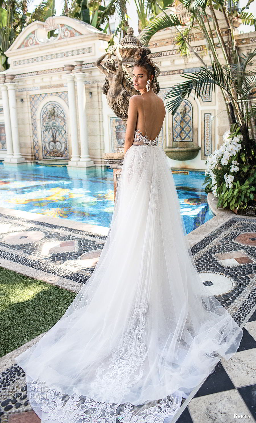 berta spring 2019 bridal strapless sweetheart neckline full embellishment elegant glamorous sheath wedding dress a line overskirt open back chapel train (15) bv berta spring 2019 bridal strapless sweetheart neckline full embellishment elegant glamorous sheath wedding dress a line overskirt open back chapel train (15) bv