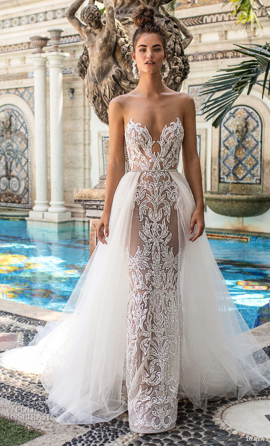 berta spring 2019 bridal strapless sweetheart neckline full embellishment elegant glamorous sheath wedding dress a line overskirt open back chapel train (15) mv berta spring 2019 bridal strapless sweetheart neckline full embellishment elegant glamorous sheath wedding dress a line overskirt open back chapel train (15) mv