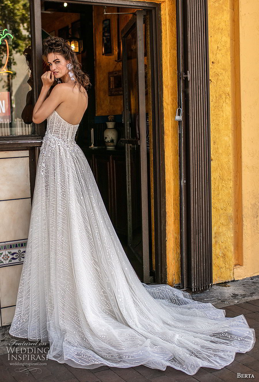 berta spring 2019 bridal strapless sweetheart neckline heavily embellished bodice bustier romantic a line wedding dress mid back chapel train (6) bv berta spring 2019 bridal strapless sweetheart neckline heavily embellished bodice bustier romantic a line wedding dress mid back chapel train (6) bv
