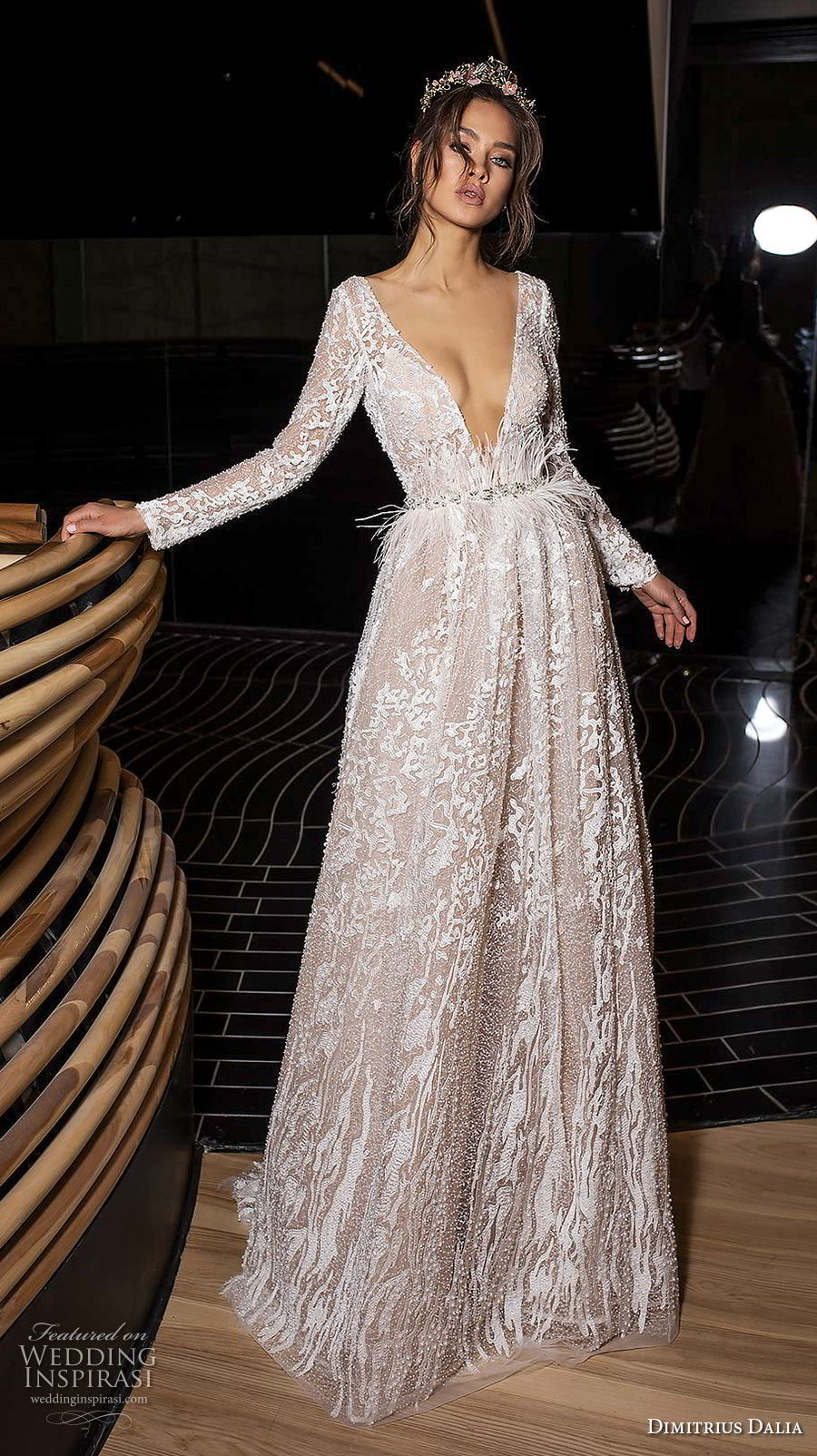 dimitrius dalia 2018 royal long sleeves deep v neck full embellishment sexy glamorous a  line wedding dress low open back (2) mv