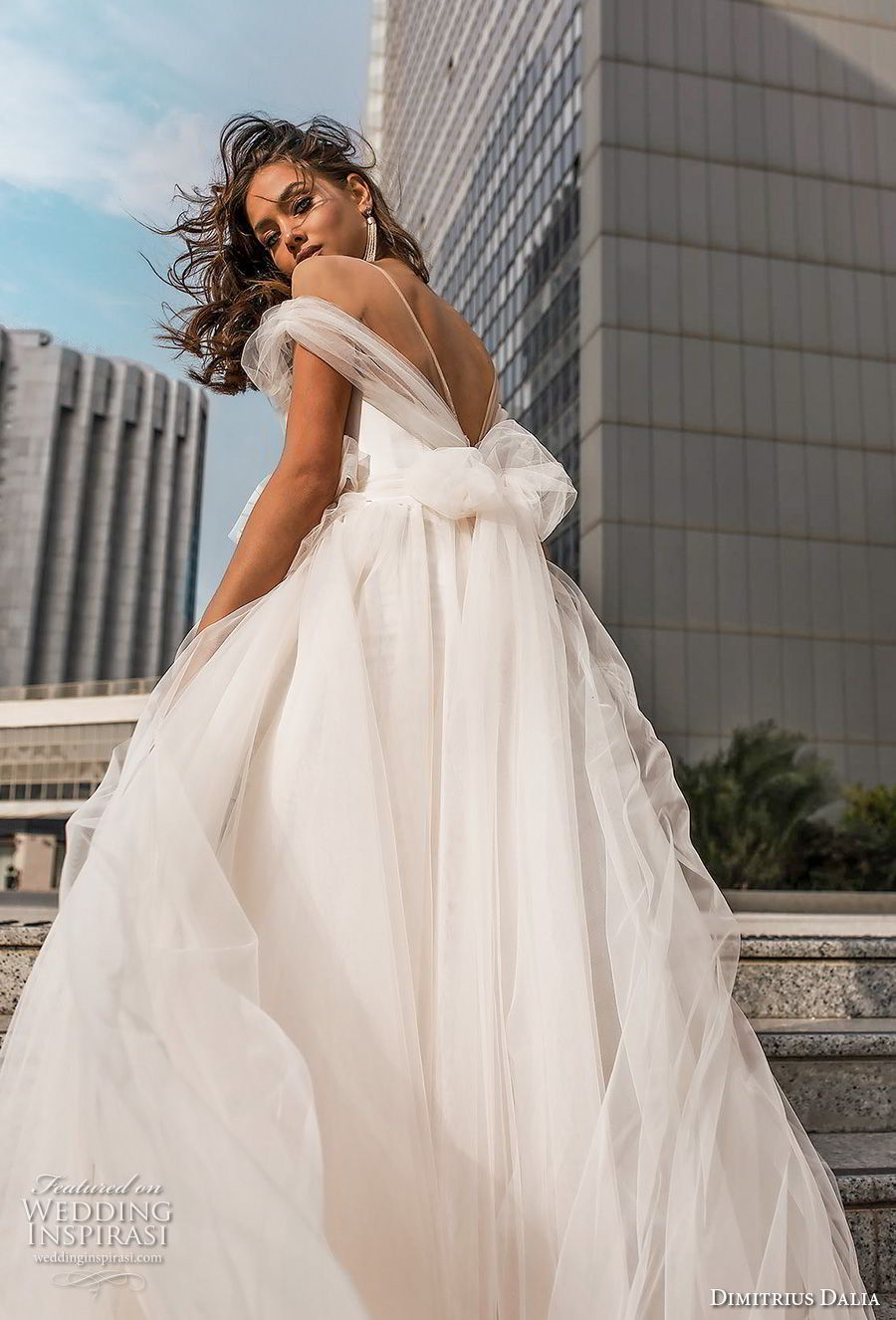 dimitrius dalia 2018 royal off the shoulder sweetheart neckline simple tulle skirt romantic soft a  line wedding dress open v back (12) zbv