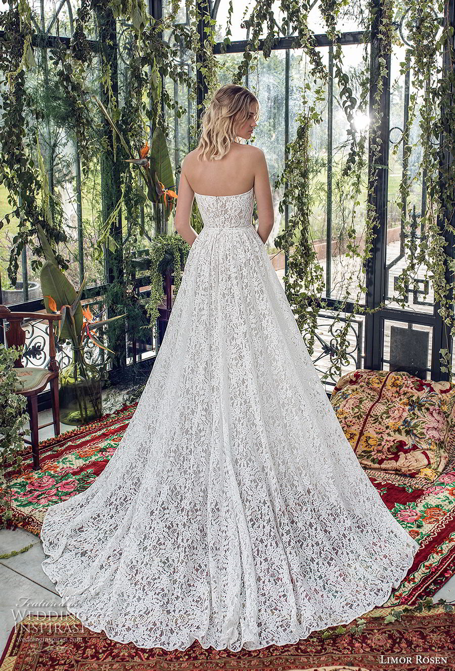 limor rosen 2019 xo bridal strapless deep plunging sweetheart neckine full embellishment romantic a  line wedding dress with pockets chapel train (6) bv