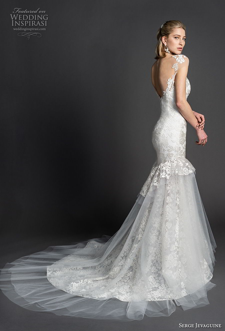 serge jevaguine 2019 bridal cap sleeves illusion bateau deep sweetheart neckline full embellishment elegant mermaid wedding dress open back chapel train (2) bv serge jevaguine 2019 bridal cap sleeves illusion bateau deep sweetheart neckline full embellishment elegant mermaid wedding dress open back chapel train (2) bv
