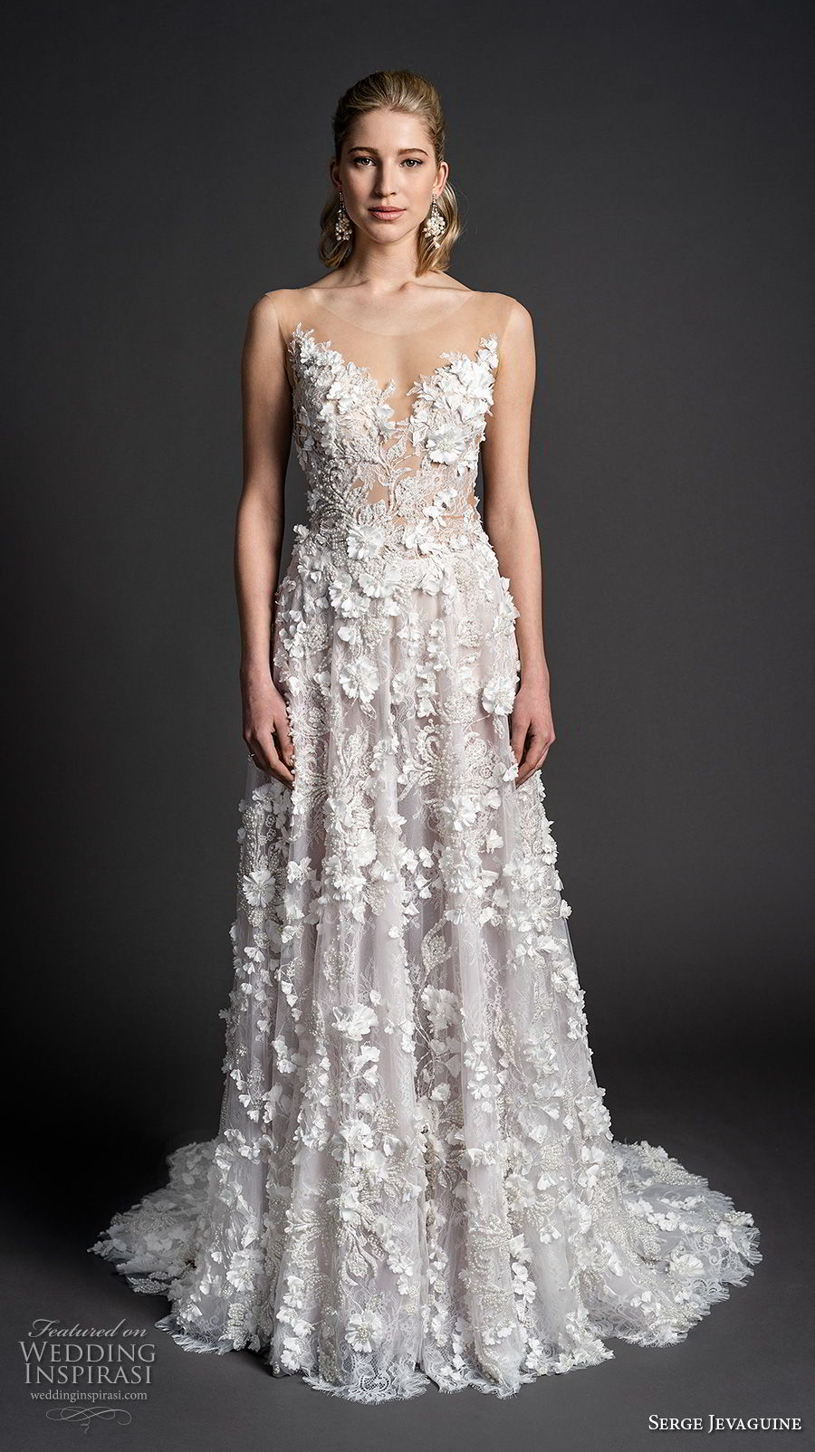 serge jevaguine 2019 bridal sleeveless illusion jewel sweetheart neckline full embellishment romantic a line wedding dress low open back medium train (1) mv serge jevaguine 2019 bridal sleeveless illusion jewel sweetheart neckline full embellishment romantic a line wedding dress low open back medium train (1) mv