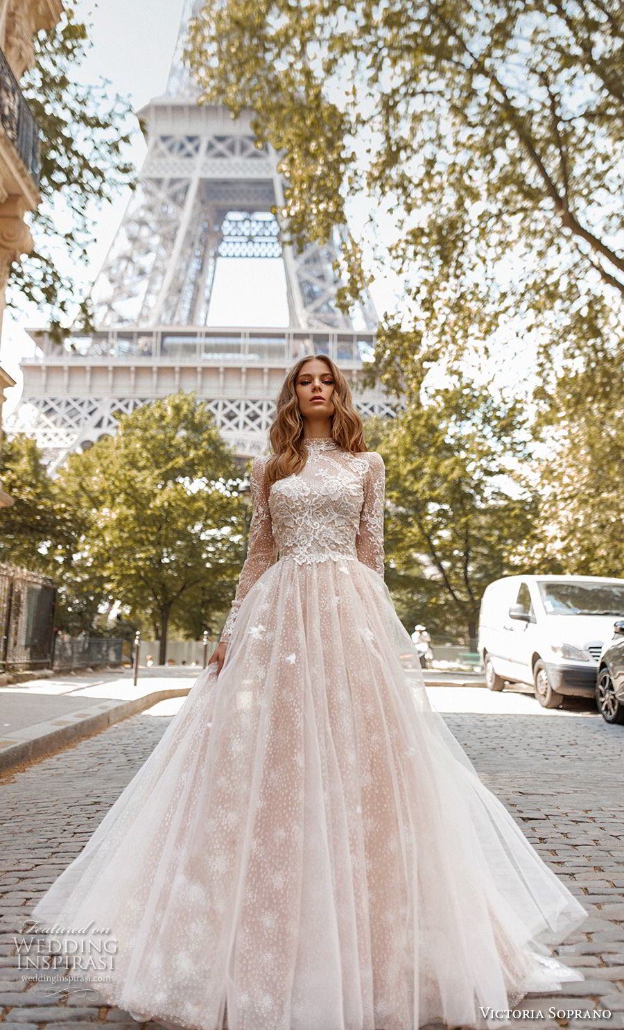 victoria soprano 2019 bridal long sleeves high neck heavily embellished bodice elegant princess a  line wedding dress open low back chapel train (12) mv