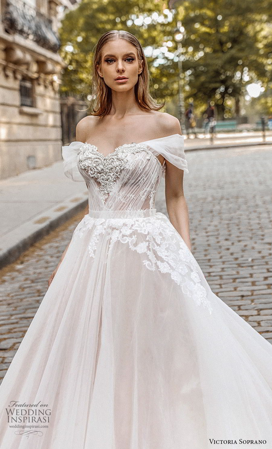 victoria soprano 2019 bridal off the shoulder sweetheart neckline heavily embellished bodice romantic princess a  line ball gown weddding dress royal train (1) zv