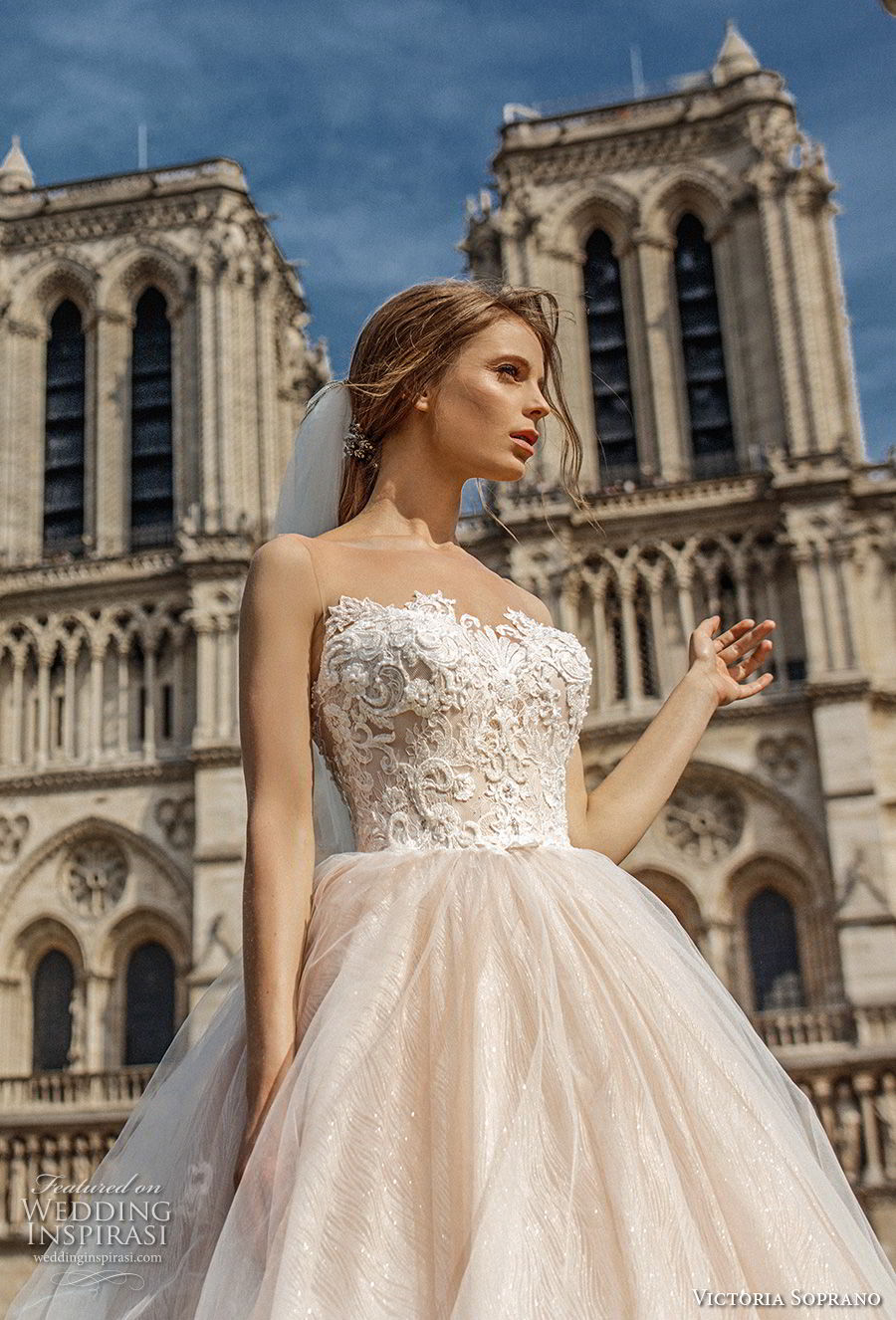 victoria soprano 2019 bridal sleeveless illusion bateau sweetheart neckline princess blush ball gown wedding dress chapel train (15) zv