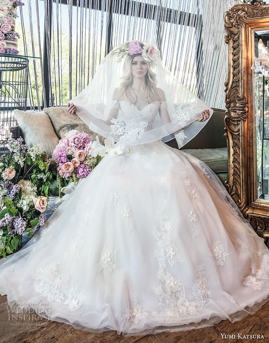 yumi katsura spring 2019 bridal off the shoulder sweetheart neckline light embellishment romantic princess ball gown a  line wedding dress chapel train (5) mv