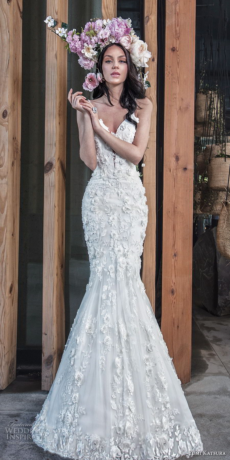 yumi katsura spring 2019 bridal sleeveless thin strap deep plunging sweetheart neckline full embellishment romantic mermaid wedding dress chapel train (16) zv yumi katsura spring 2019 bridal sleeveless thin strap deep plunging sweetheart neckline full embellishment romantic mermaid wedding dress chapel train (16) zv