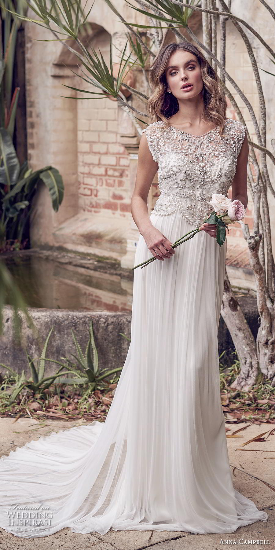 anna campbell 2019 bridal cap sleeves v neck heavily embellished bodice pleated skirt glitzy romantic column wedding dress backless scoop back chapel train (3) mv anna campbell 2019 bridal cap sleeves v neck heavily embellished bodice pleated skirt glitzy romantic column wedding dress backless scoop back chapel train (3) mv