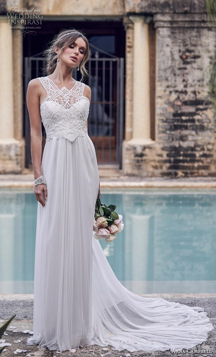 anna campbell 2019 bridal sleeveless halter neck heavily embellished bodice tulle skirt elegant grecian column wedding dress rasor back chapel train (6) mv