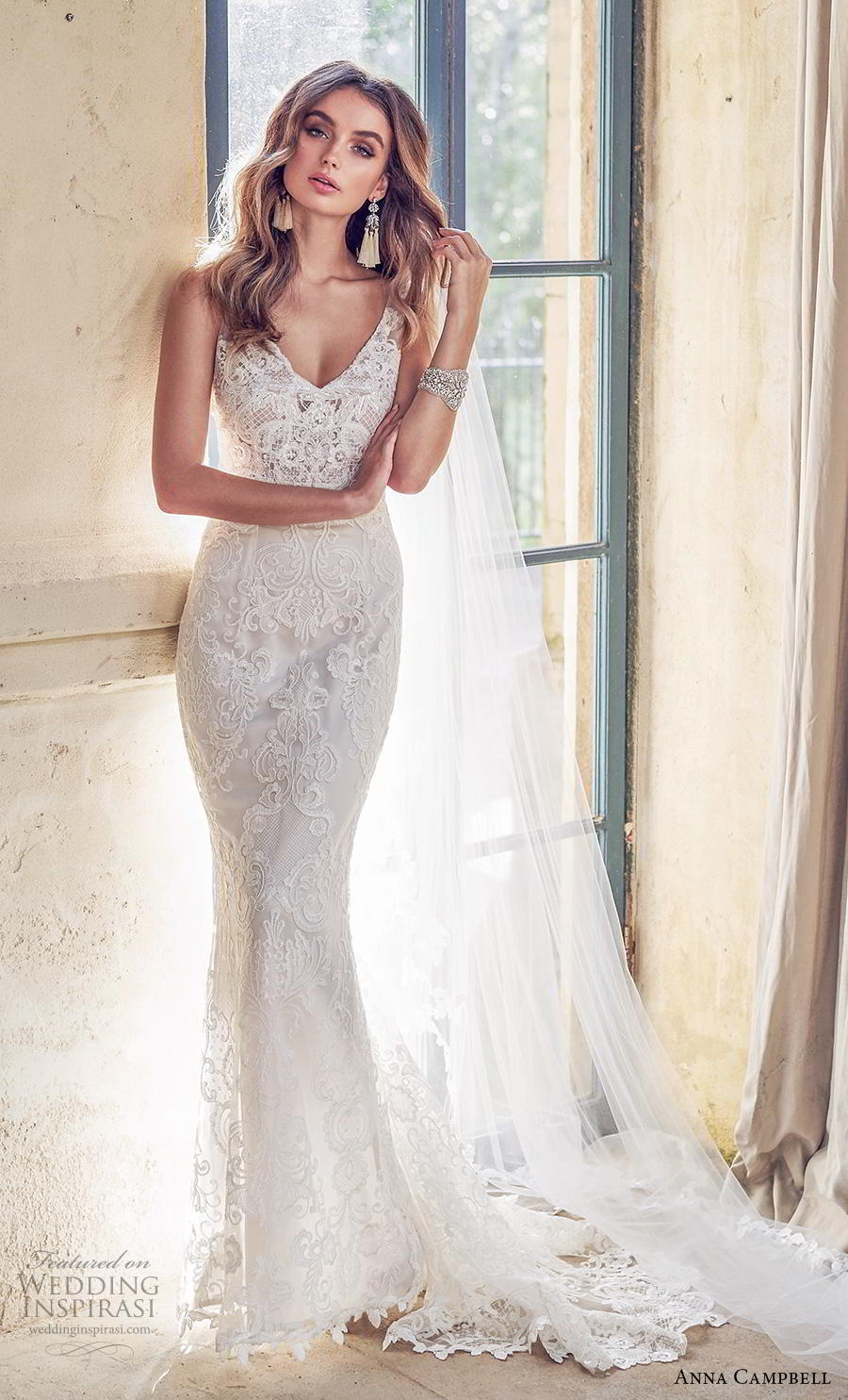 anna campbell 2019 bridal sleeveless v neck full embellishment elegant fit and flare wedding dress backless v back medium train (5) mv