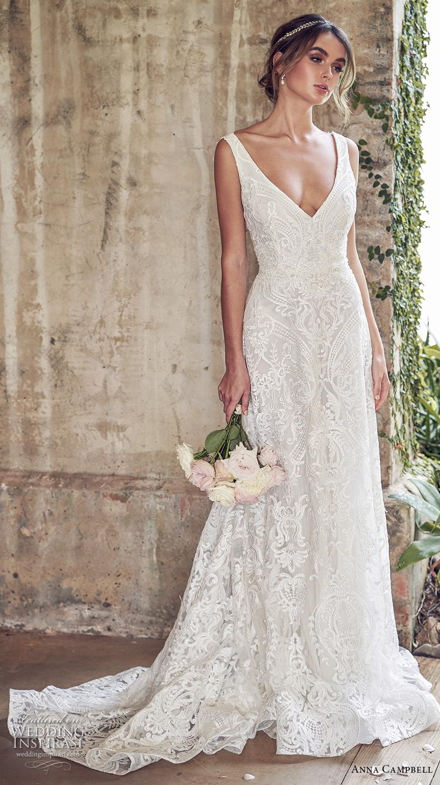 anna campbell 2019 bridal sleeveless v neck full embellishment elegant romantic a  line wedding dress backless medium train (14) mv