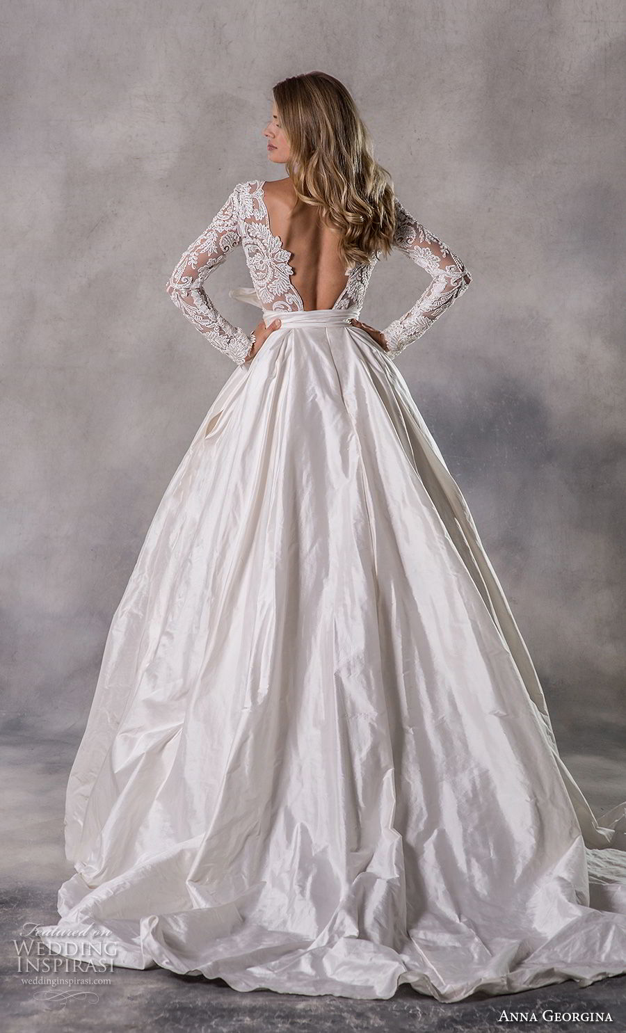 anna georgina 2019 couture long sleeves bateau heavily embellished bodice elegant princess ball gown a  line wedding dress with pockets backless v back chapel train (5) bv