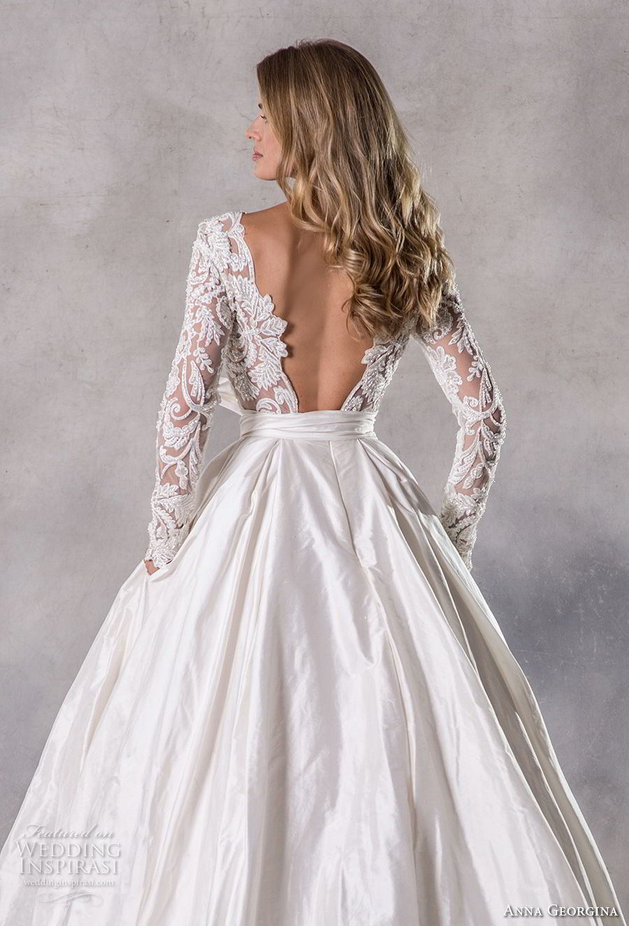 anna georgina 2019 couture long sleeves bateau heavily embellished bodice elegant princess ball gown a  line wedding dress with pockets backless v back chapel train (5) zbv