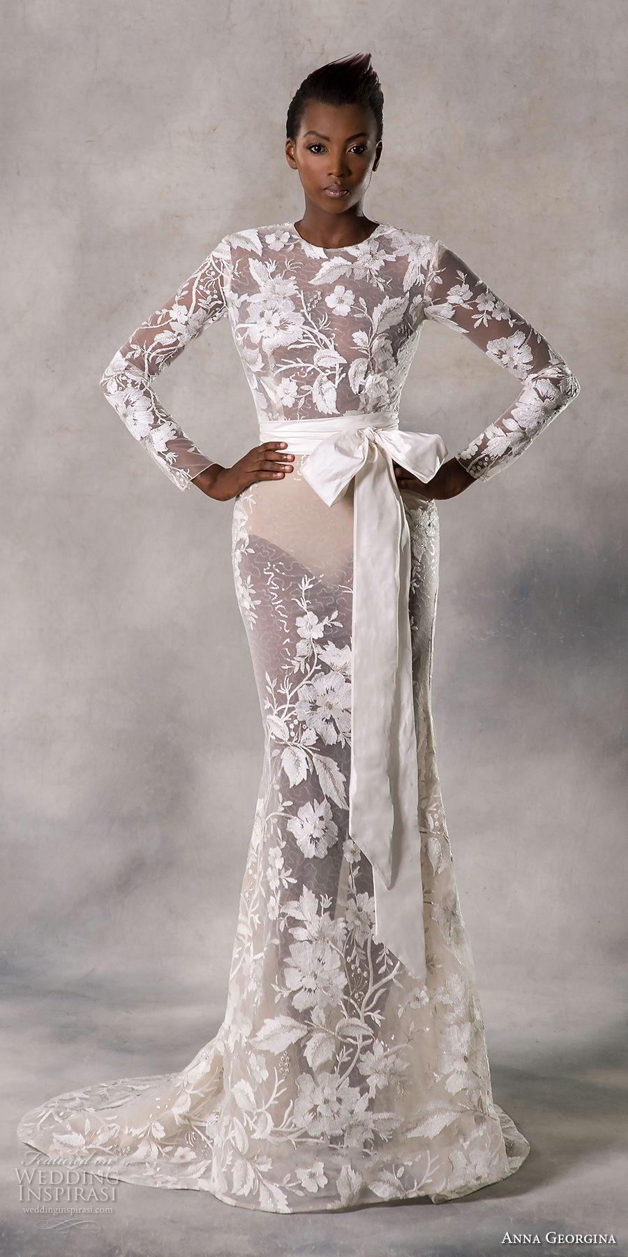 anna georgina 2019 couture long sleeves jewel neck full embellishment elegant fit and flare wedding dress lace back short train (7) mv