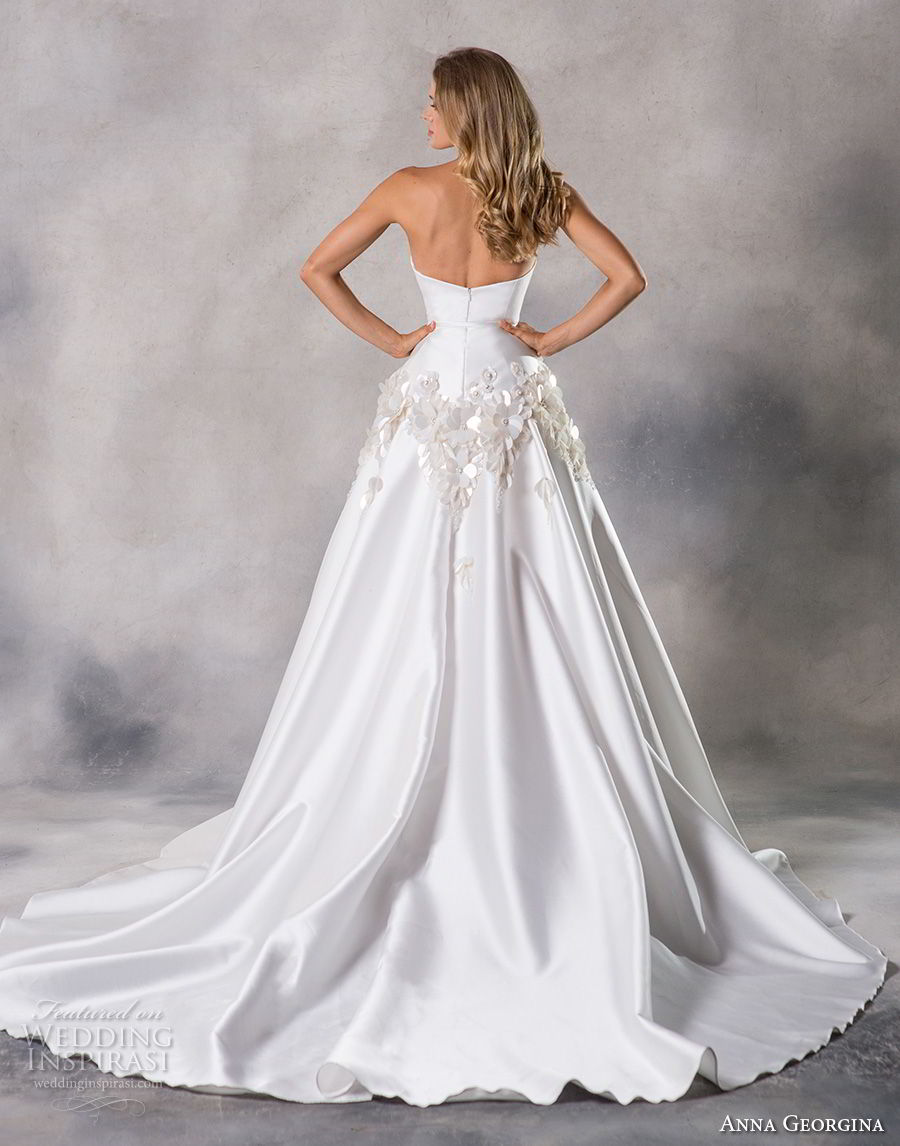 anna georgina 2019 couture strapless straight across neckline simple embellished waist elegant a  line wedding dress chapel train (9) bv