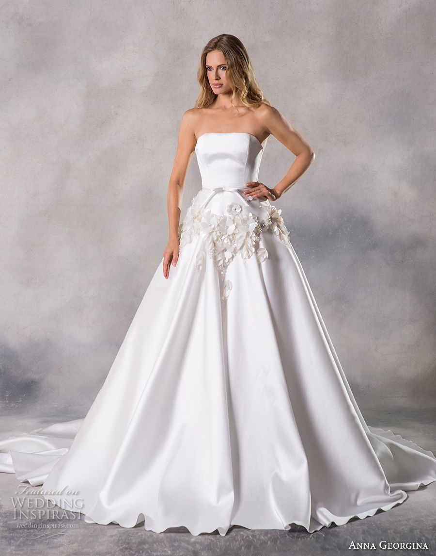 anna georgina 2019 couture strapless straight across neckline simple embellished waist elegant a  line wedding dress chapel train (9) mv