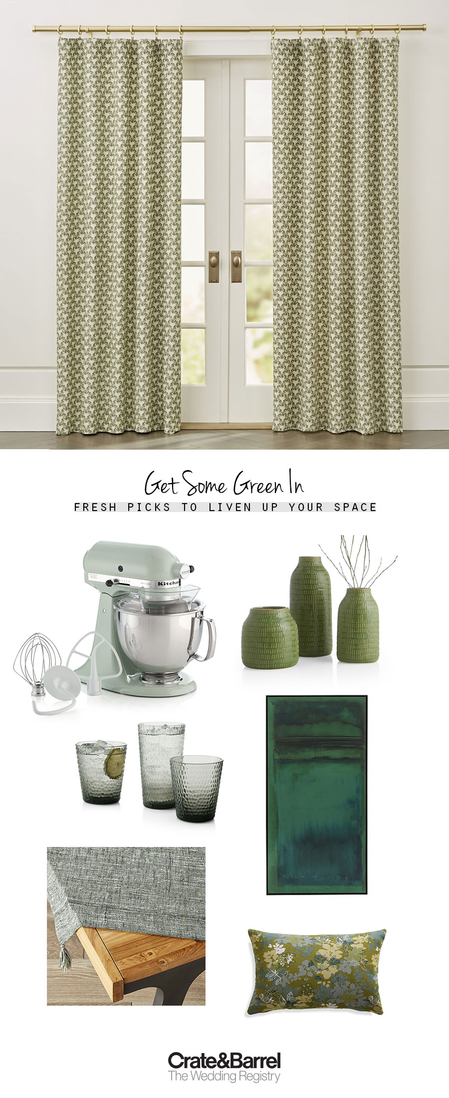 crate and barrel the wedding registry green botanical picks