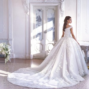 demetrios 2019 bridal off the shoulder v neck heavily embellished bodice princess romantic ball gown a  line wedding dress royal train (18) bv