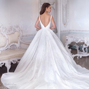 demetrios 2019 bridal sleeveless deep plunging v neck full embellishment princess glitzy a  line wedding dress backless v back chapel train (20) bv