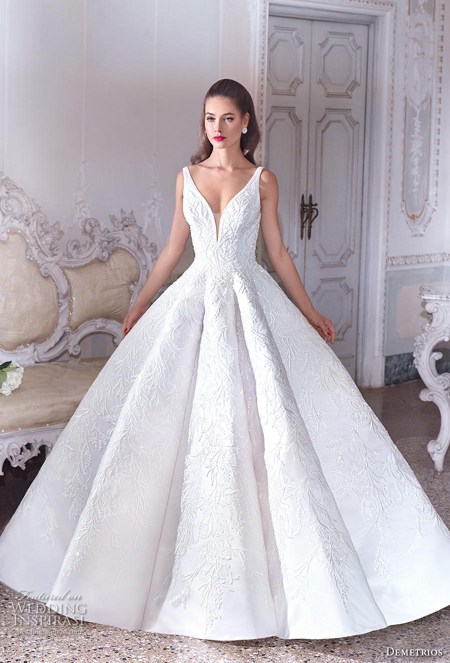 demetrios 2019 bridal sleeveless deep plunging v neck full embellishment princess glitzy a line wedding dress backless v back chapel train (20) mv demetrios 2019 bridal sleeveless deep plunging v neck full embellishment princess glitzy a line wedding dress backless v back chapel train (20) mv