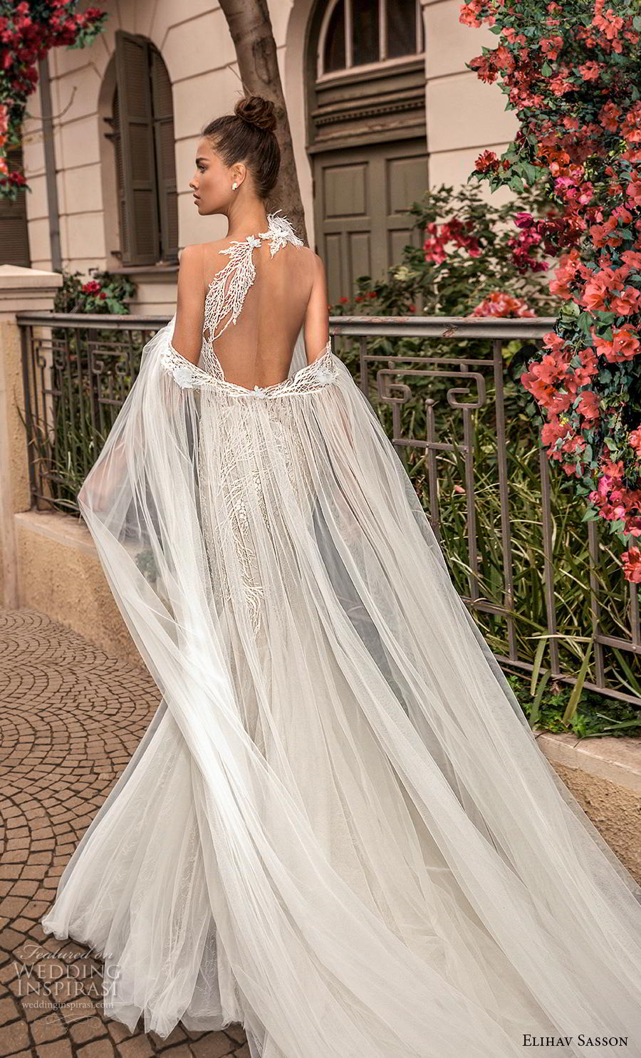 elihav sasson 2019 bridal sleeveless halter neck heavily embellished bodice elegant mermaid wedding dress keyhole back chapel train (19) bv