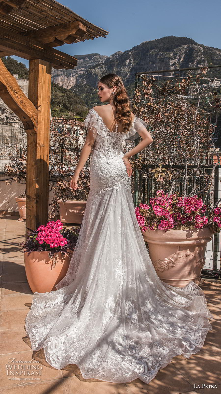 la petra 2019 bridal cap sleeves deep plunging v neck full embellishment elegant bohemian drop waist a  line wedding dress chapel train (6) bv 