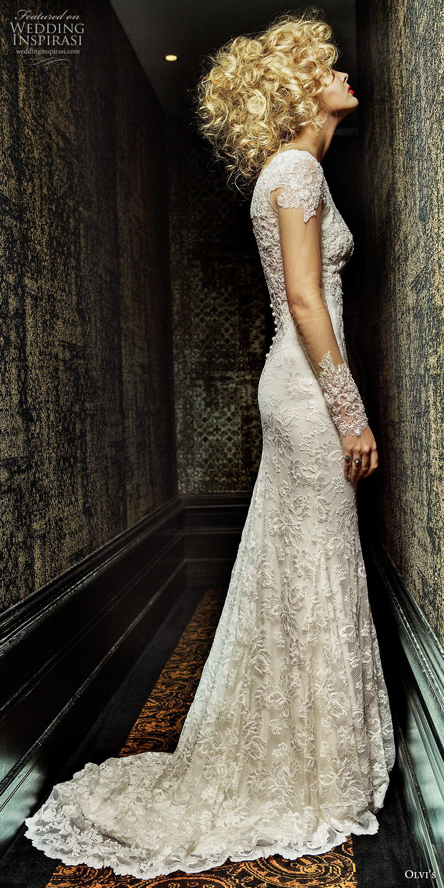 olvi 2019 bridal long sleeves illusion bateau sweetheart neckline full embellishment elegant fit and flare wedding dress short train (19) bv
