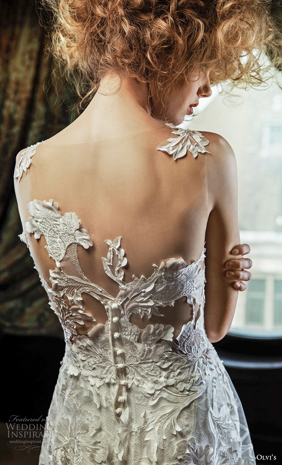 olvi 2019 bridal sleeveless v neck full embellishment romantic a  line wedding dress sheer lace back sweep train (1) zbv