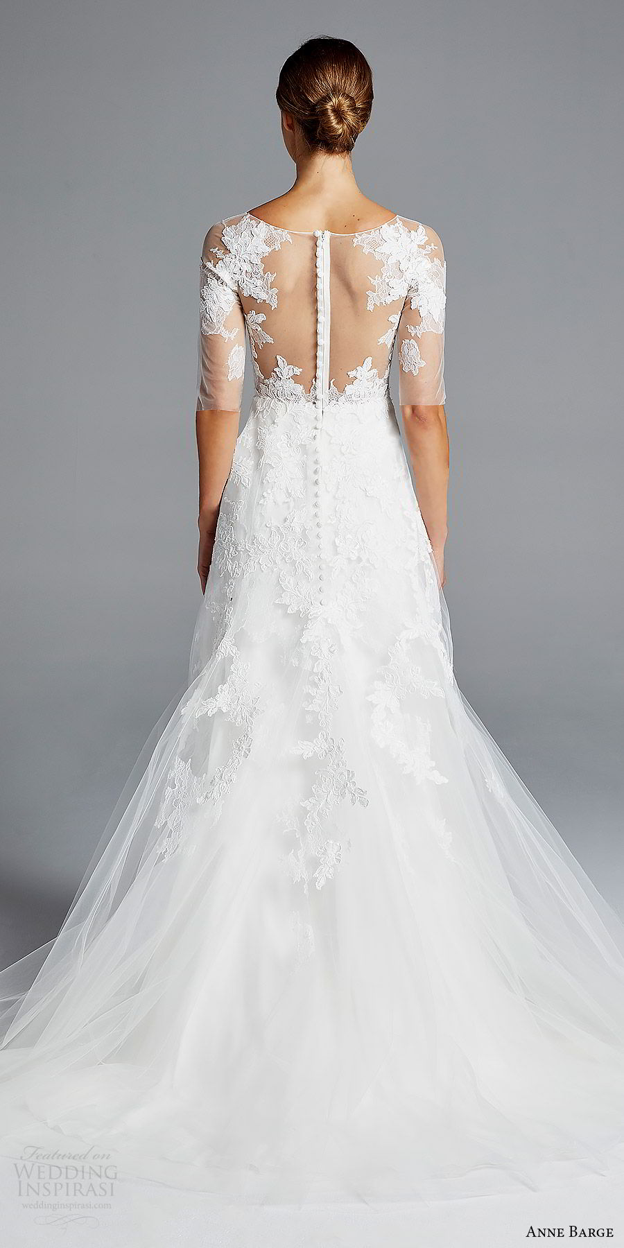 anne barge bridal spring 2019 3 quarter illusion sleeves sheer bateau neck sweetheart lace bodice a line wedding dress (rossallini) bv romantic elegant illusion back chapel train