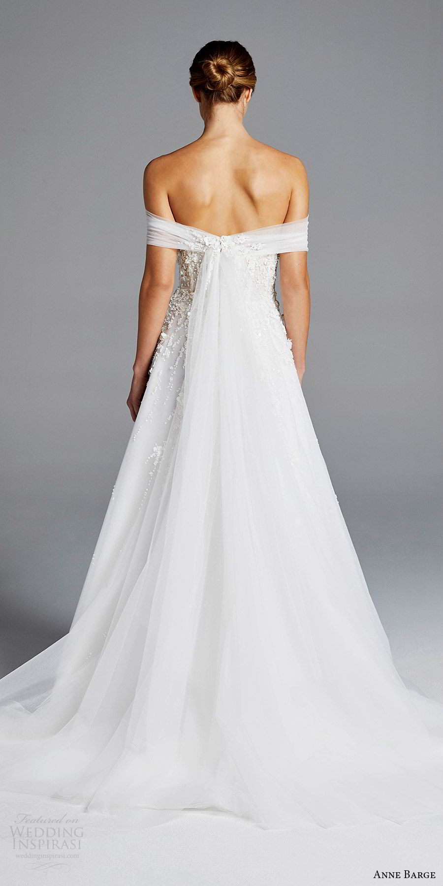 anne barge bridal spring 2019 off shoulder ruched straight cross beaded bodice a line wedding dress (karlie) bv elegant romantic