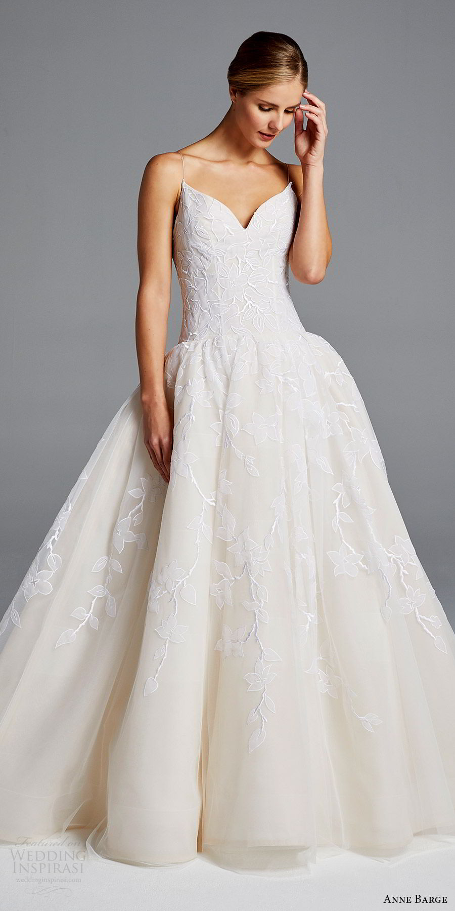 anne barge bridal spring 2019 sleeveless thin straps sweetheart drop waist lace ball gown wedding dress (maggie) mv romantic elegant