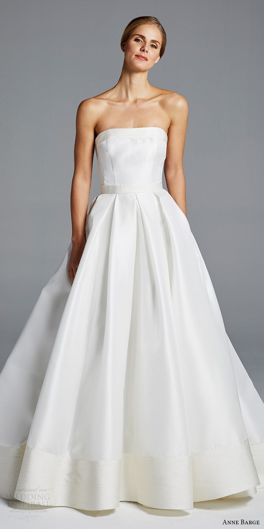 anne barge bridal spring 2019 strapless straigh across a line minimally embellished ball gown wedding dress (hutton) mv chic elegant