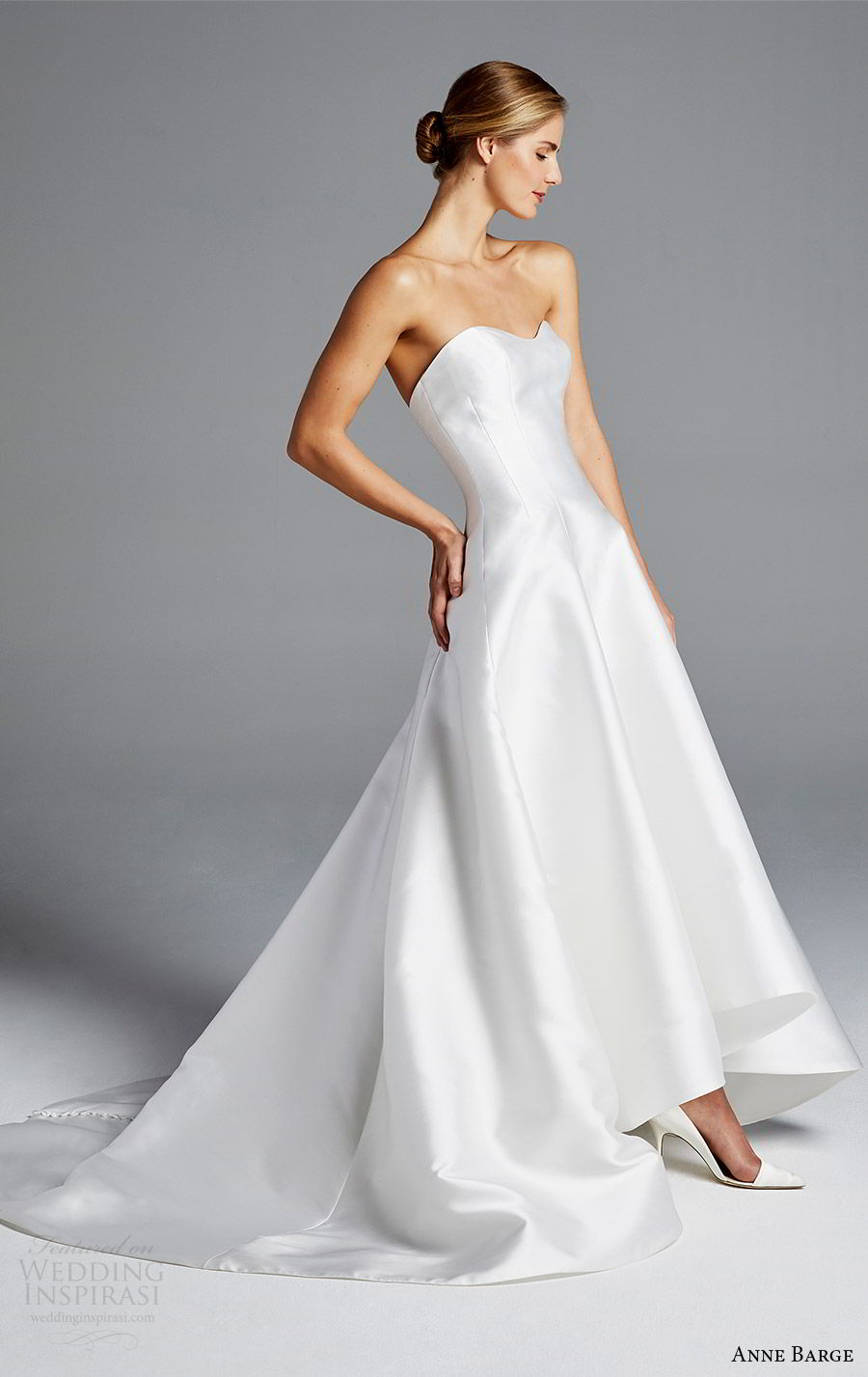 anne barge bridal spring 2019 strapless sweetheart clean a line high low wedding dress (mindy) mv modern chic