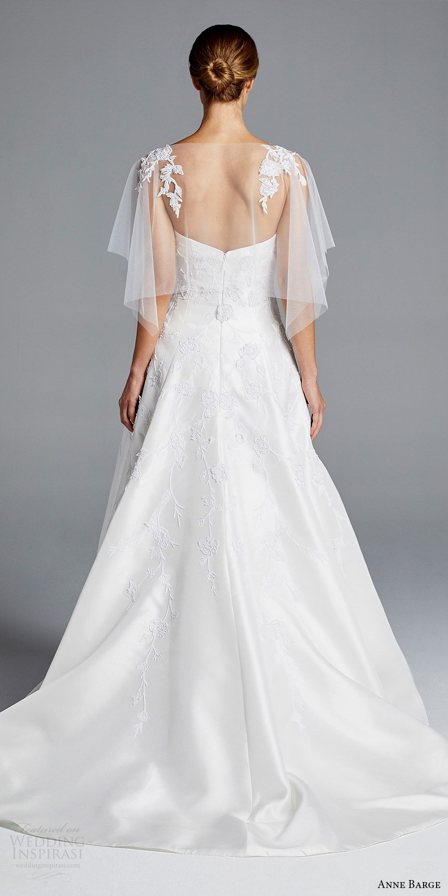 anne barge bridal spring 2019 strapless sweetheart lace bodice sheer capelete a line wedding dress (chloe) bv boho romantic