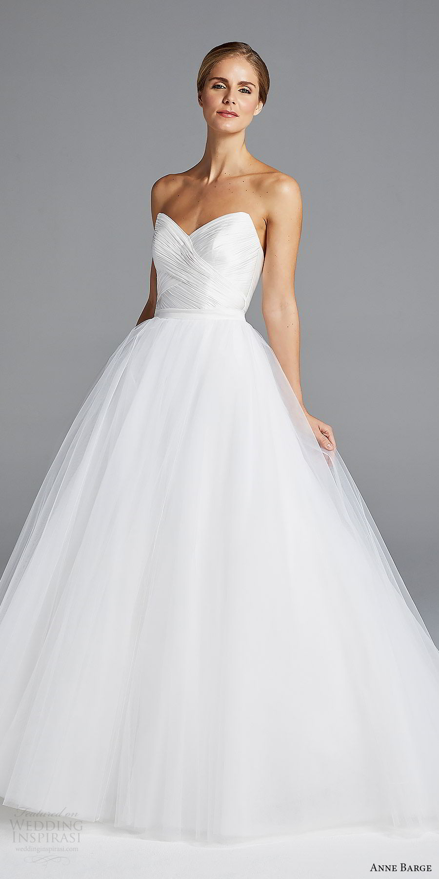 anne barge bridal spring 2019 strapless sweetheart ruched bodice mermaid wedding dress ball gown overskirt (amal) mv romantic elegant