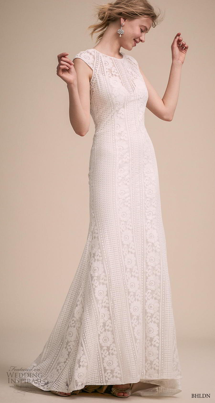 bhldn 2018 own bridal cap sleeves jewel neck full embellishment elegant bohemian modified a  line wedding dress keyhole back sweep train (12) mv