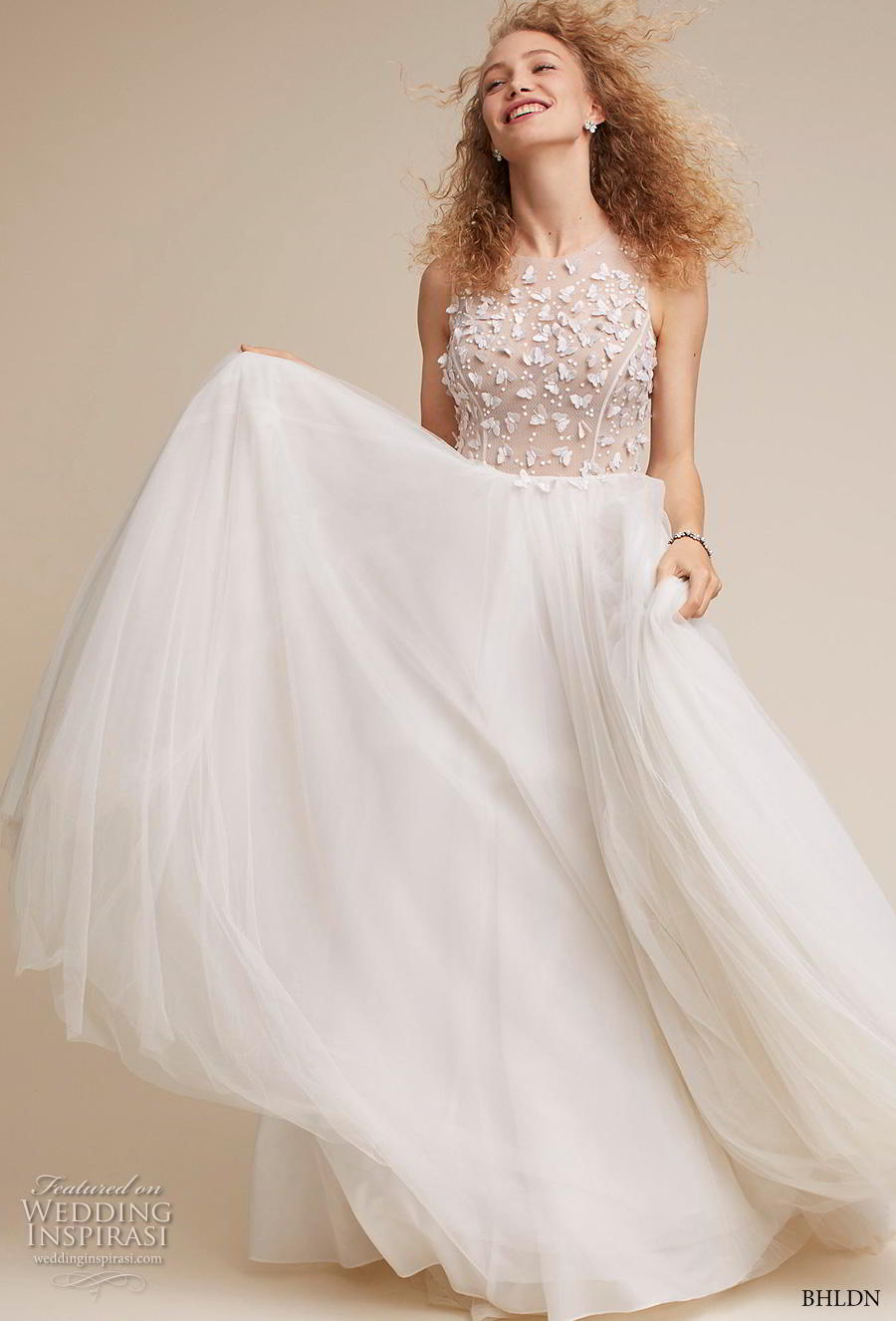 bhldn 2018 own bridal sleeveless jewel neck heavily embellished bodice romantic soft a  line wedding dress sheer lace back sweep train (13) mv