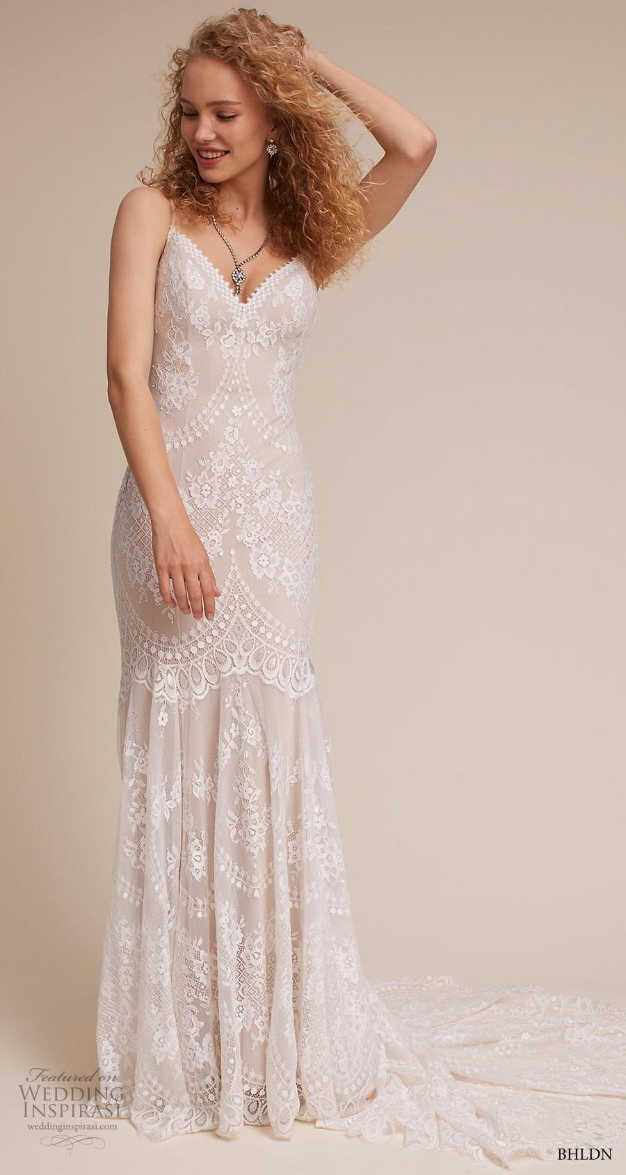 bhldn 2018 own bridal sleeveless thin strap diamond neck full embellishment bohemian vintage column sheath wedding dress mid back short train (7) mv