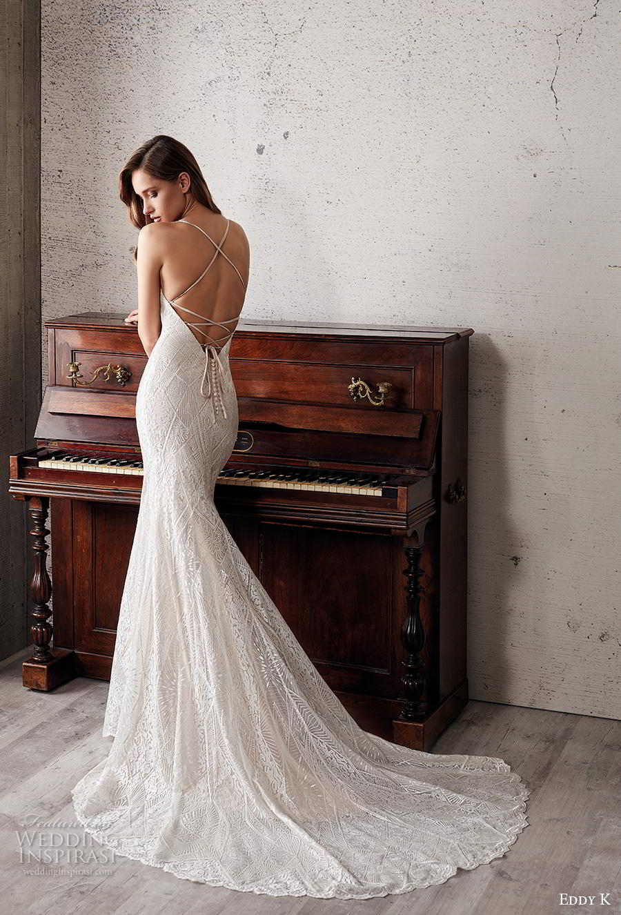 eddy k 2019 couture bridal long hanging sleeves spaghetti strap diamond neck full embellishment glitzy elegant fit and flare wedding dress cross strap back chapel train (14) bv eddy k 2019 couture bridal long hanging sleeves spaghetti strap diamond neck full embellishment glitzy elegant fit and flare wedding dress cross strap back chapel train (14) bv