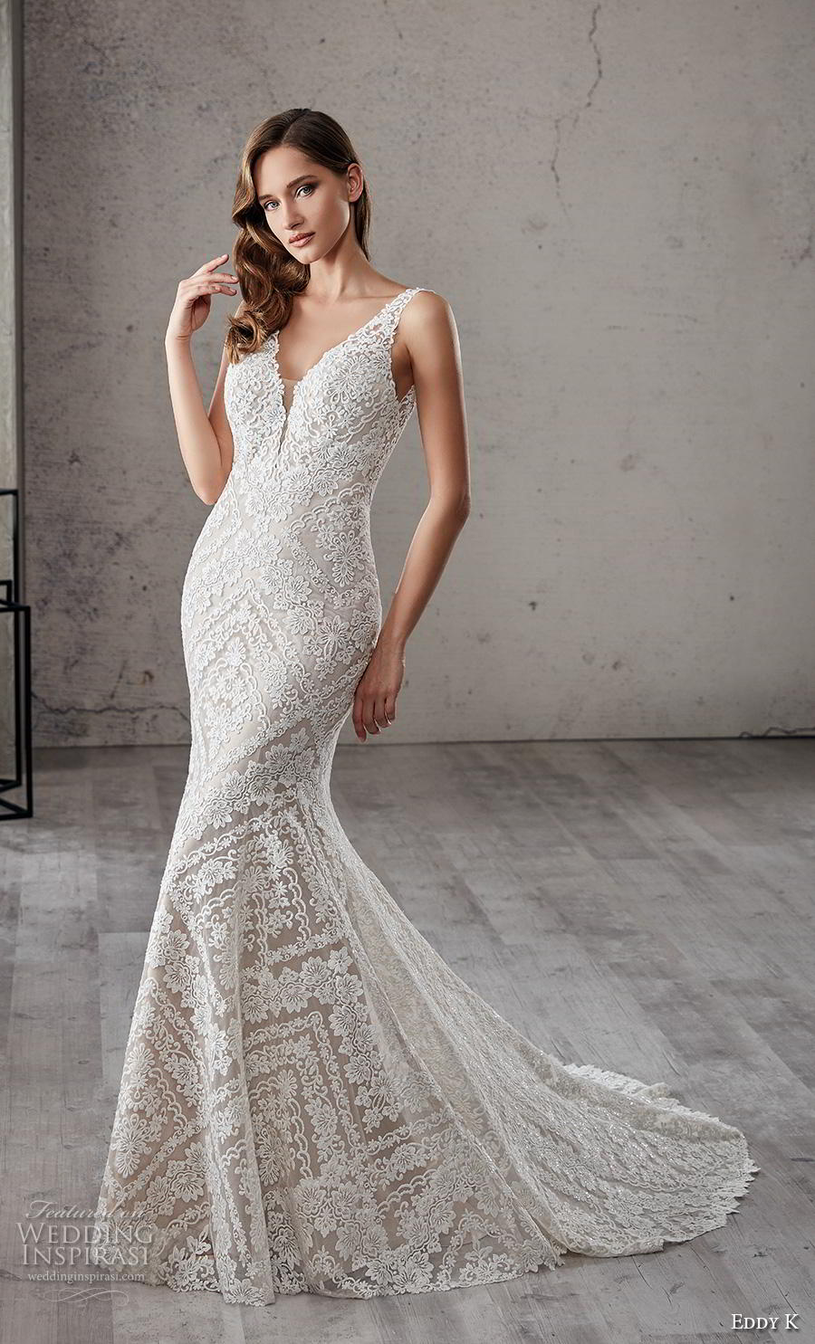 eddy k 2019 couture bridal sleeveless v neck full embellishment elegant fit and flare wedding dress low open back chapel train (4) mv