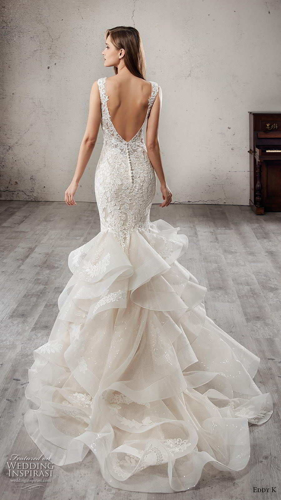 eddy k 2019 couture bridal sleeveless v neck full embellishment layered skirt elegant mermaid wedding dress backless scoop back (12) bv