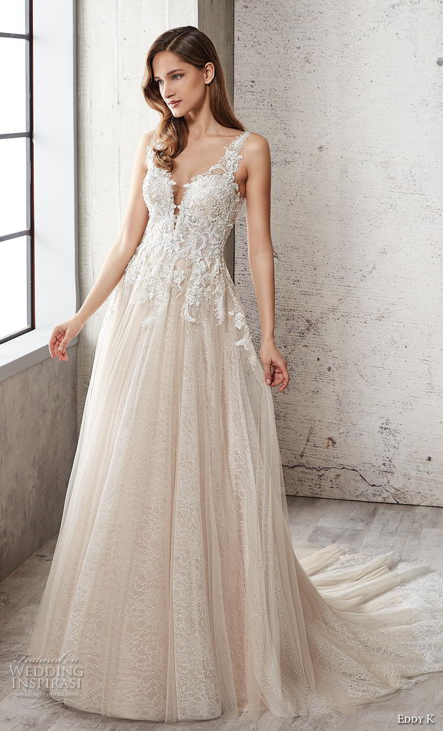 eddy k 2019 couture bridal sleeveless with strap sweetheart neckline heavily embellished bodice tulle skirt romantic champagne a line wedding dress sheer button back chapel train (3) mv eddy k 2019 couture bridal sleeveless with strap sweetheart neckline heavily embellished bodice tulle skirt romantic champagne a line wedding dress sheer button back chapel train (3) mv