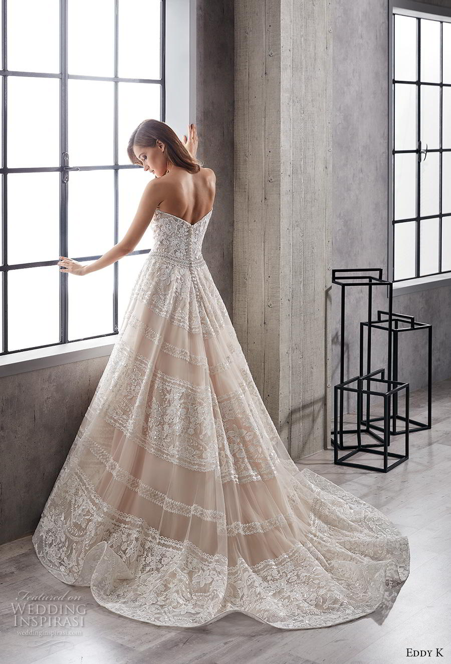 eddy k 2019 couture bridal strapless semi sweetheart neckline full embellishment romantic a  line wedding dress chapel train (5) bv