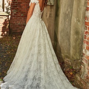 eve of milady bridal spring 2018 sweetheart neckline off shoulder straps ball gown lace embellished wedding dress (1599) romantic princess bv chapel train